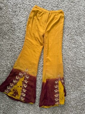 Mustard Yellow Embellished Flare Pants